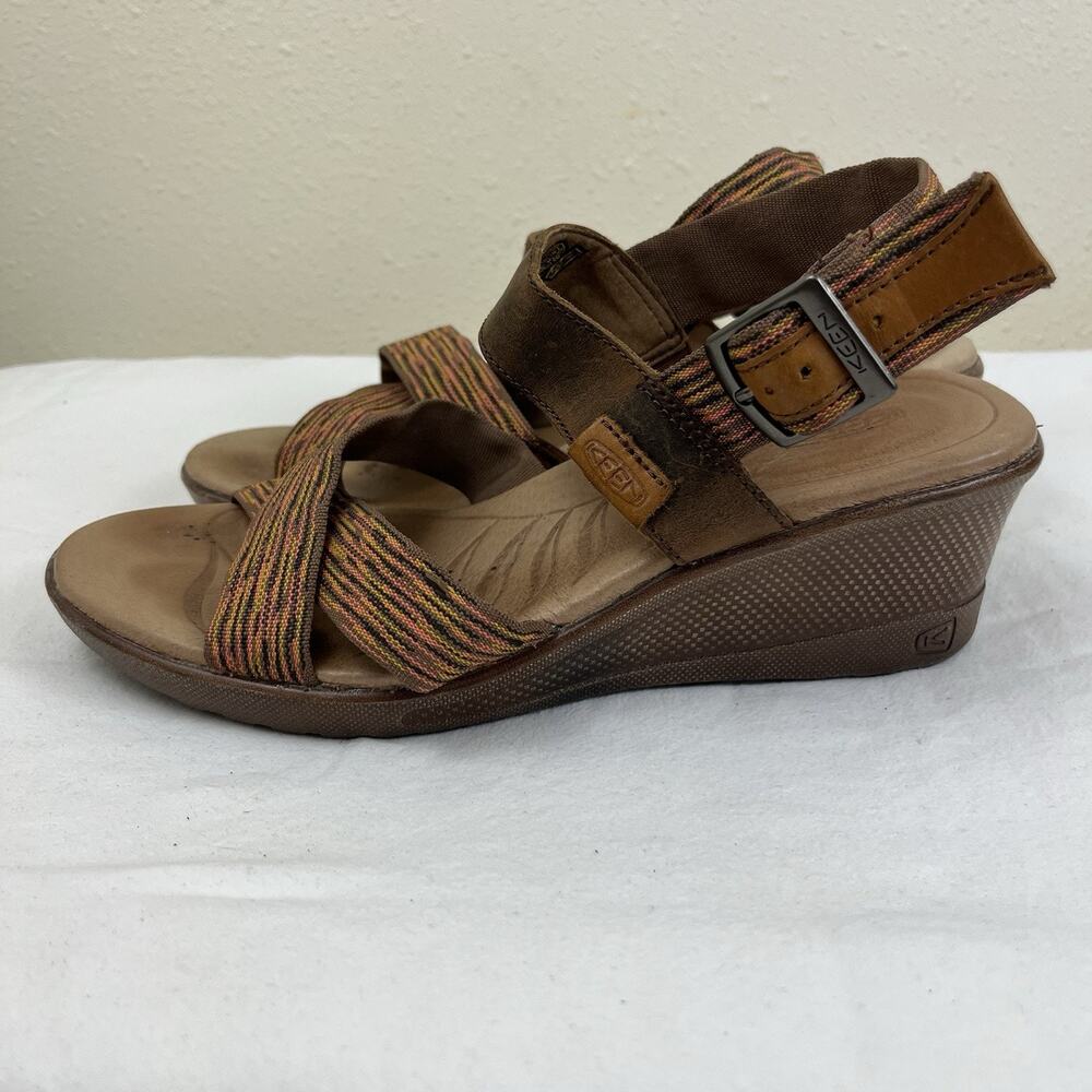Keen Skyline Wedge Strappy Sandal Brown Orange Womens Size 8 Summer